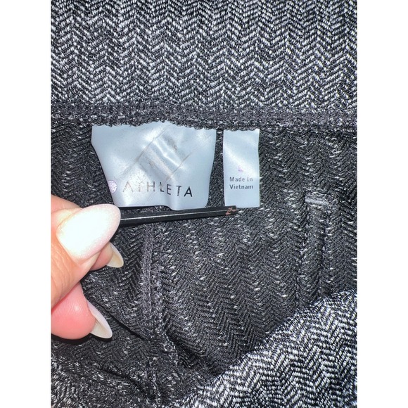 Athleta Leggings High Rise Gray Herringbone Athletic Womens Large - Picture 3 of 5